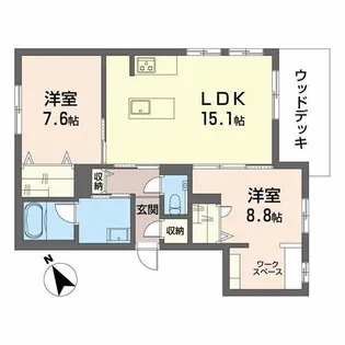 ベレオ川名【1階】の間取り