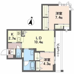フォルビート八橋【2階】の間取り
