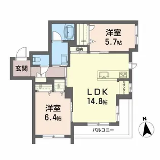 ヒルズ メゾン 薬師堂【2階】の間取り