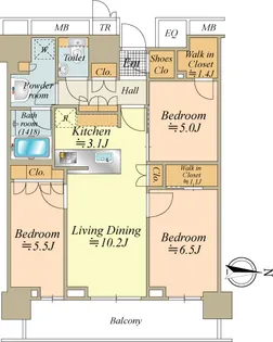 ザ・パークハウス晴海タワーズ クロノレジデンス【8階】の間取り