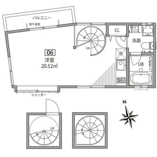 グランエッグス千歳烏山S【3階】の間取り