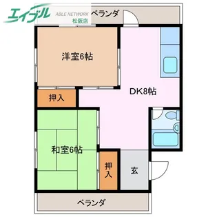出垣内ハイツ【2階】の間取り