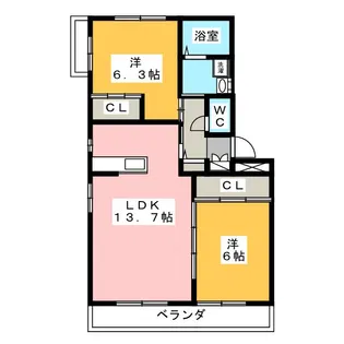 グロワールA棟【3階】の間取り