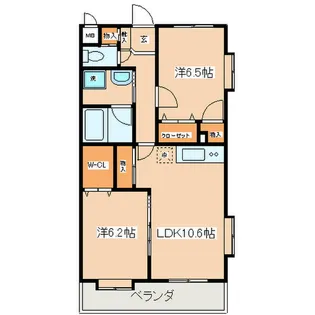 ボヌールプラージュ【4階】の間取り