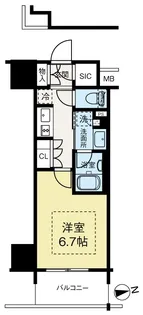 ネベル大阪上本町【14階】の間取り