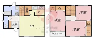 大阪府堺市西区浜寺南町1【一戸建】の間取り