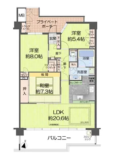 アズ・バール,ソシエ【2階】の間取り