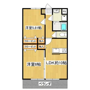 サンライズ千代田B棟【3階】の間取り