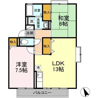 パークサイド城ヶ丘 B棟【1階】の間取り