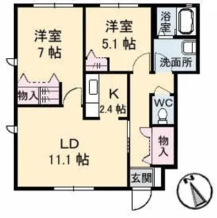 クレシェンドK【2階】の間取り
