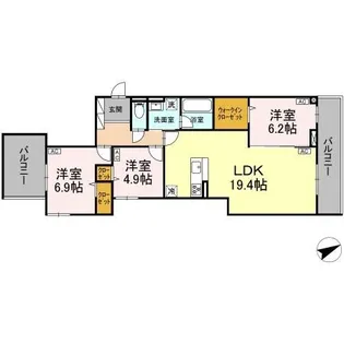 D-residence稲城【3階】の間取り