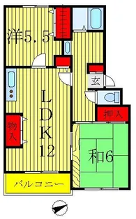 ペア・フィールド・ハウス【3階】の間取り