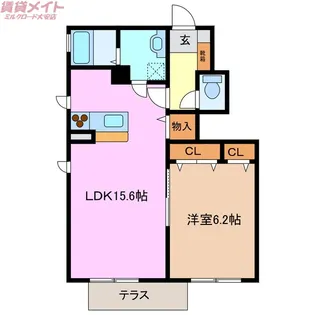 リーフガーデンハイツB棟【1階】の間取り