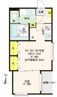 ハーモニーテラス浜口西II【3階】の間取り