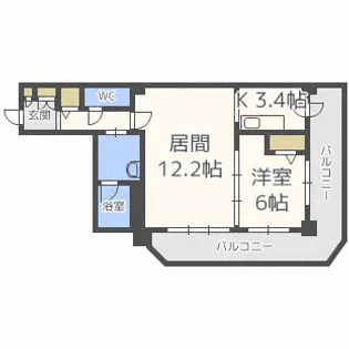 PRIME URBAN札幌 RIVER FRONT【18階】の間取り