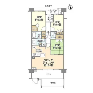 プラウド宮前平サウスフロント【1階】の間取り