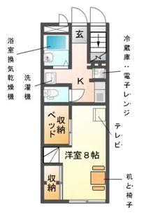 レオパレスタートル【1階】の間取り