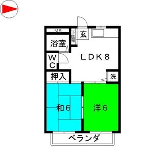 ユース宝扇【2階】の間取り