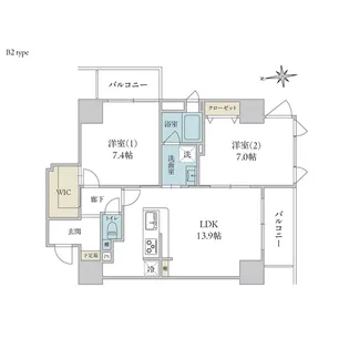 パティオ大手門【8階】の間取り
