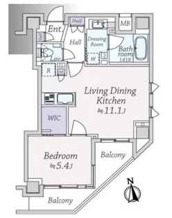 クレヴィア南麻布【4階】の間取り