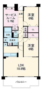 コンフォリア・リヴ湘南鵠沼B棟【2階】の間取り