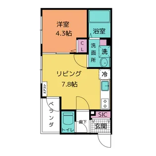 クロシェット庄内通【1階】の間取り