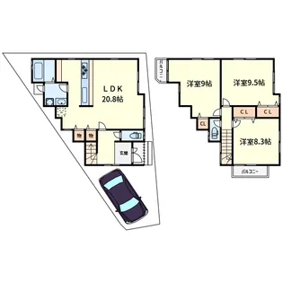 京都府乙訓郡大山崎町字下植野小字宮本【一戸建】の間取り