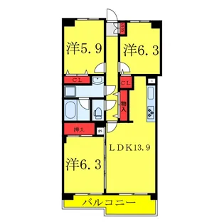 ベルグランデ蕨【3階】の間取り