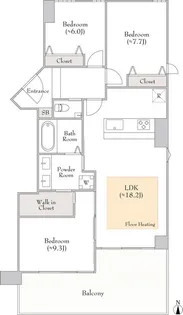 ルミークアン高輪【1階】の間取り