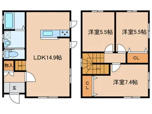 愛知県小牧市中央5【一戸建】の間取り
