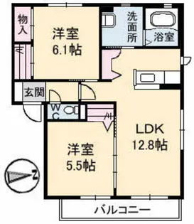 ヴィラメリディアン楽々園【2階】の間取り