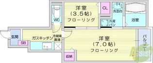 レジデンススカイ【1階】の間取り