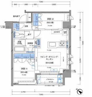 ラティエラ横濱大通り公園【2階】の間取り