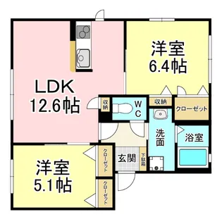 シティパル長行 C棟【1階】の間取り