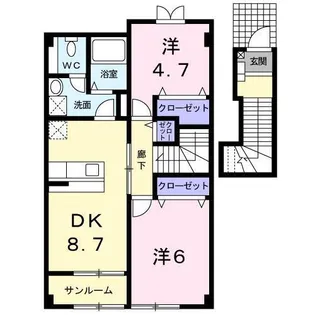 パストラルタウンB【2階】の間取り