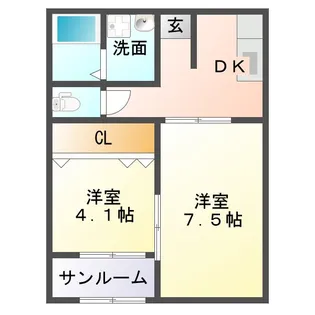 モンターニュA棟【1階】の間取り