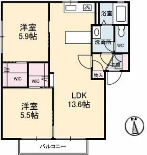 T クレマチス 新保【2階】の間取り
