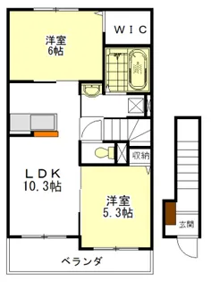 ペジーブル なかの A棟【2階】の間取り