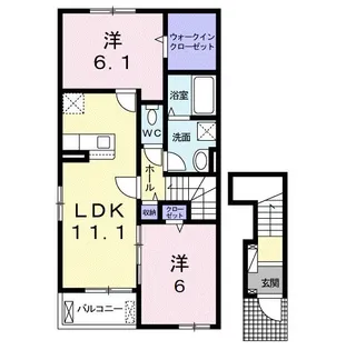 リヴァーサヒルB【2階】の間取り