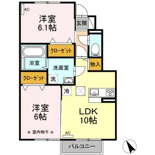 バレンタインハウス和合町【1階】の間取り
