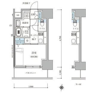 TENAS瑞穂通【5階】の間取り
