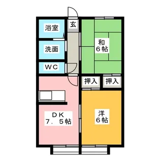 シャルマン千草B棟【1階】の間取り