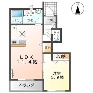 フリューゲル【1階】の間取り