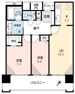 ライオンズタワー月島【19階】の間取り