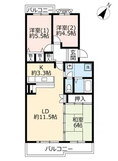 UR平城左京【4階】の間取り