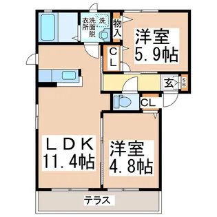 ファミールオガタ DEFG【1階】の間取り