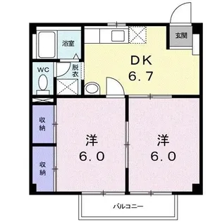 くらしきグリーンハイツ【2階】の間取り