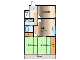サンベ-ル高槻【4階】の間取り