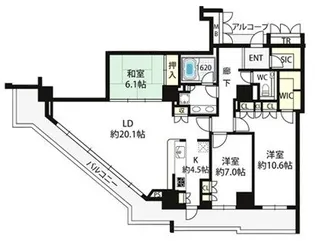 アップルタワー大阪谷町【28階】の間取り