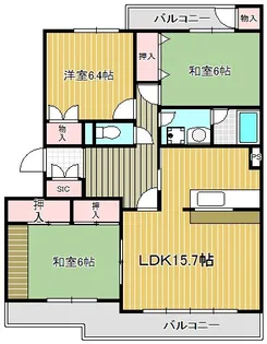 ヴェルシティ河渡【4階】の間取り